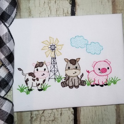 Farm animals machine embroidery design